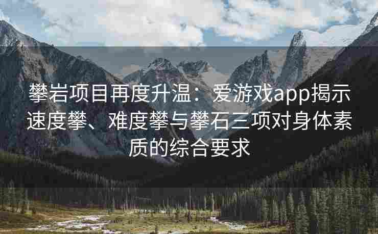 攀岩项目再度升温：爱游戏app揭示速度攀、难度攀与攀石三项对身体素质的综合要求